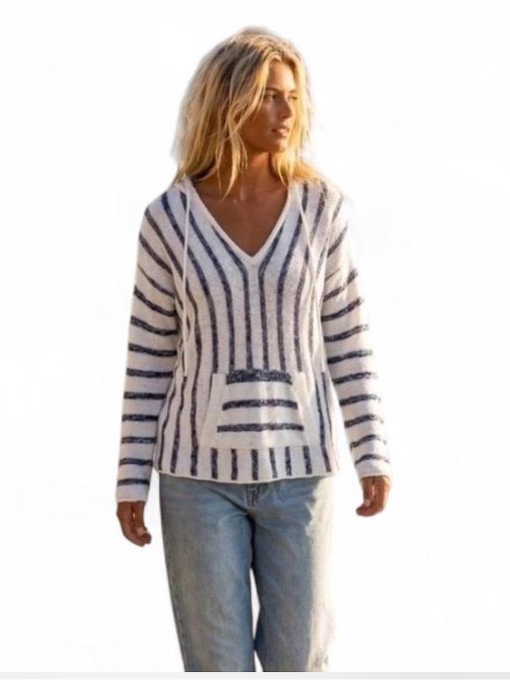 Michael Stars Striped Knit Beach Hoodie Size Small